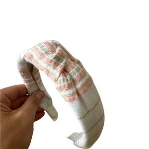 Striped Kids Headband - Pink, Green, and White